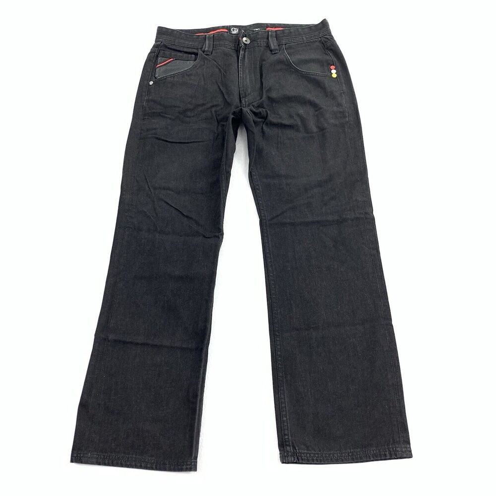 Cavi Relaxed Straight Leg Jeans Size 36 Mens Solid Black Denim Designer Urban